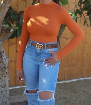 Zara Ribbed Top(Burnt Orange)